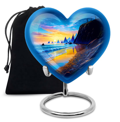 Coastal Sunset Landscape Urn – Ocean Cliff Cremation Urn For Burial