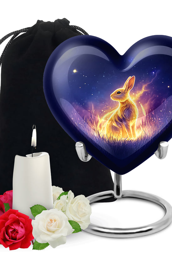 Golden Spirit Rabbit Memorial Urn - Night Field Cremation Urn For Burial