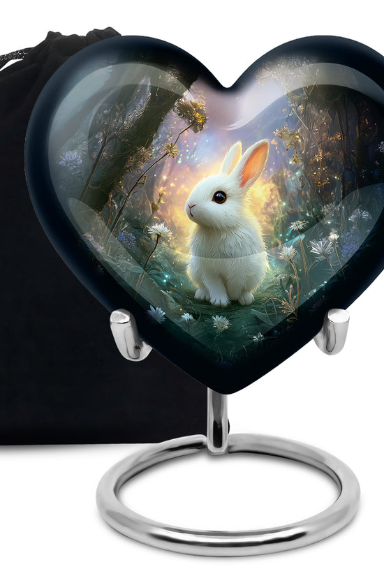 White Bunny Memorial Urn - Rabbit Cremation Urn For Adult Ashes
