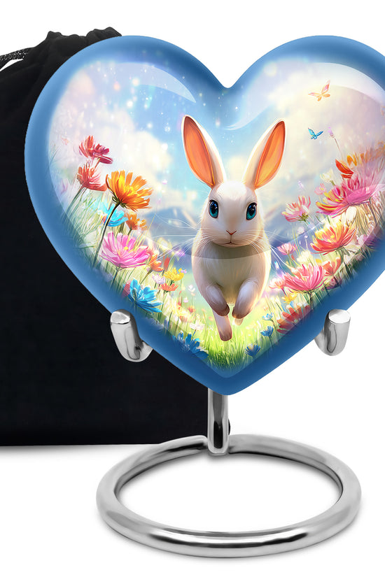 Floral Bunny Funeral Urn - Rabbit Memorial Urn For Loved Ones