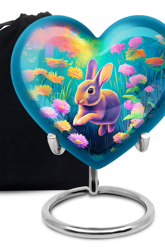 Cute Rabbit Funeral Urn - Floral Aluminium Cremation Urn For Ashes