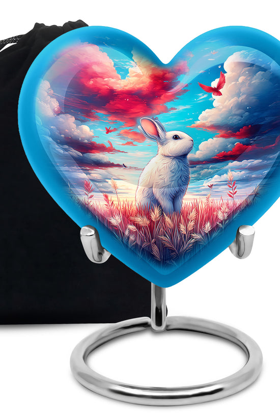 White Bunny Memorial Urn - Peaceful Rabbit Cremation Urn For Ashes