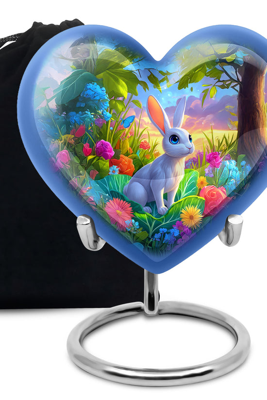 Artistic Rabbit Cremation Urn - Beautiful Floral Cremation Urn For Ashes