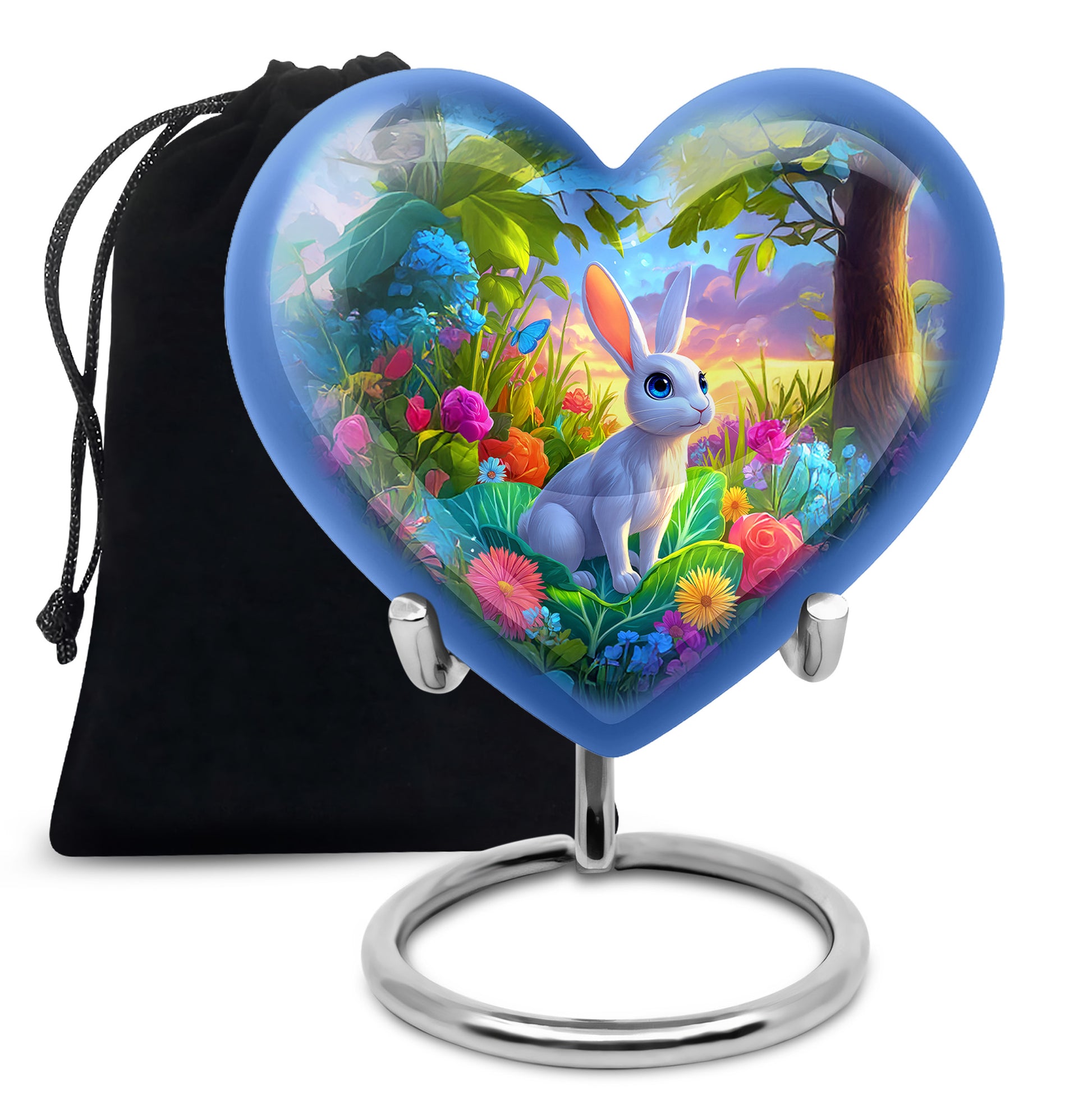 Artistic Rabbit Cremation Urn - Beautiful Floral Cremation Urn For Ashes