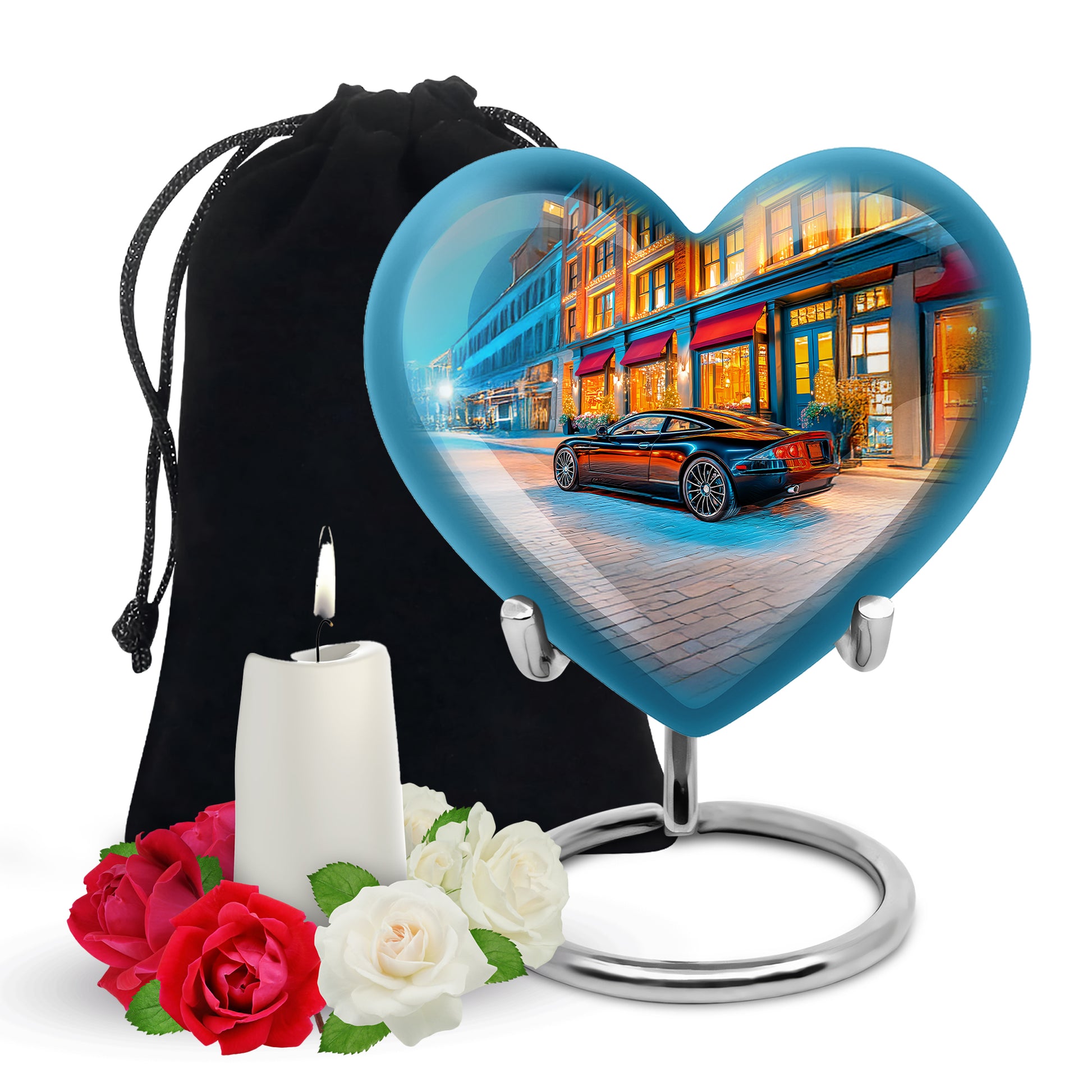 Night Street Car Urn - Decorative Cremation Urn For Adult