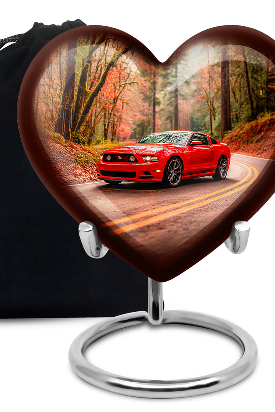 Red Sports Car Cremation Urn - Forest Memorial Urn For Burial
