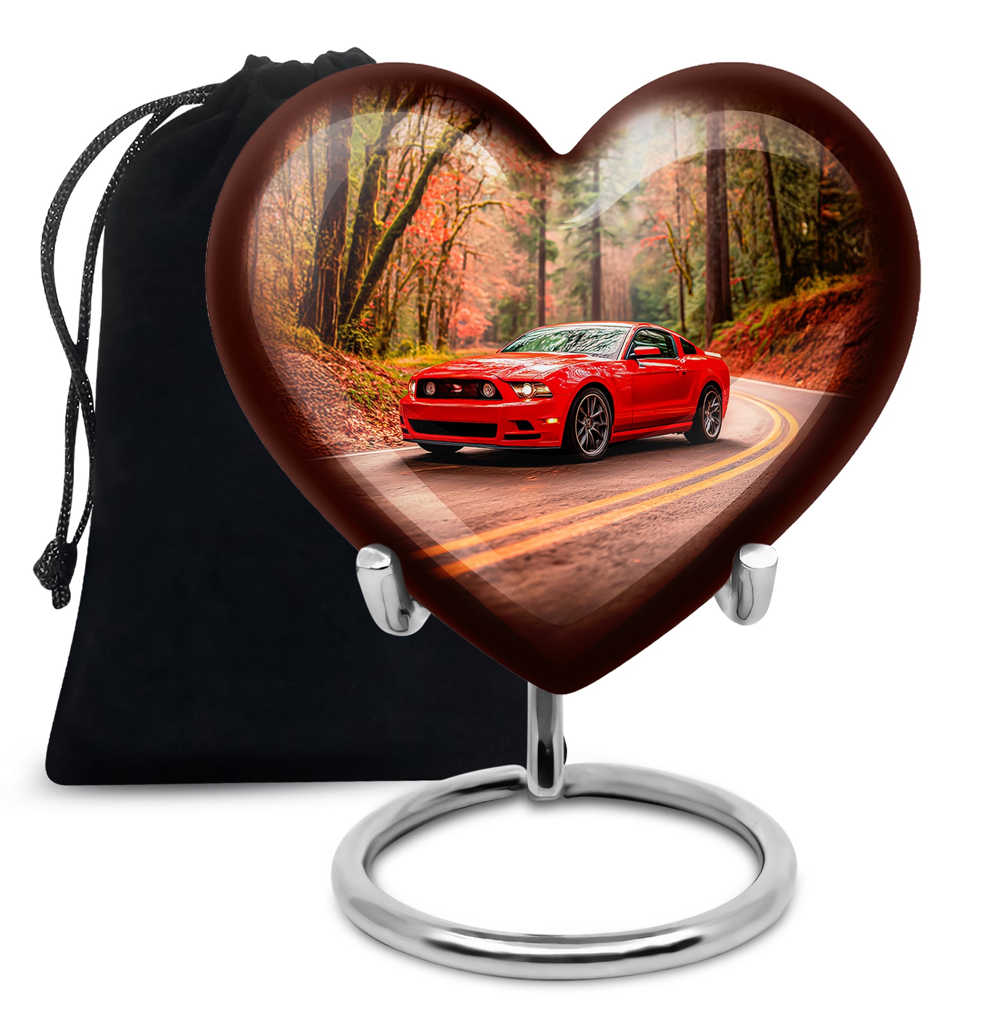 Red Sports Car Cremation Urn - Forest Memorial Urn For Burial