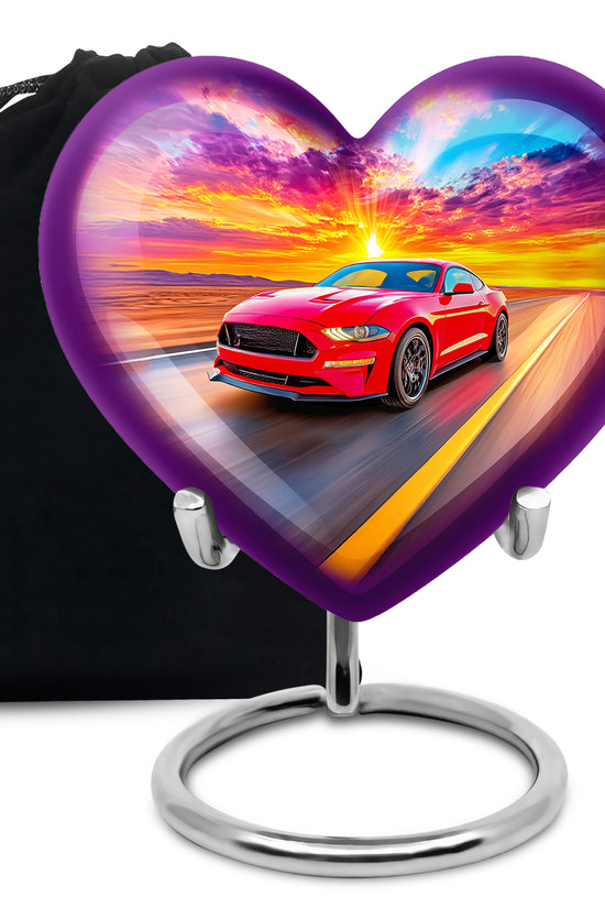 Red Sports Car Funeral Urn - Sunset Highway Memorial Urn For Burial