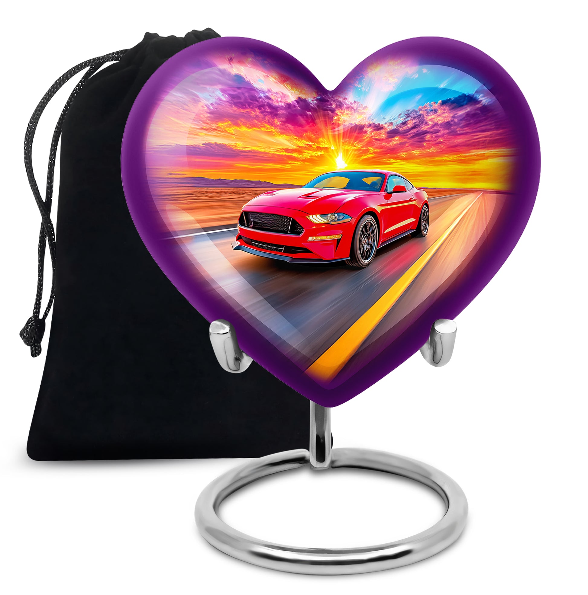 Red Sports Car Funeral Urn - Sunset Highway Memorial Urn For Burial