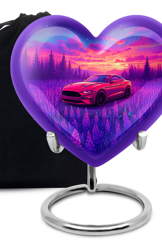 Artistic Red Car Theme Cremation Urn - Forest Memorial Urn For Adult Ashes