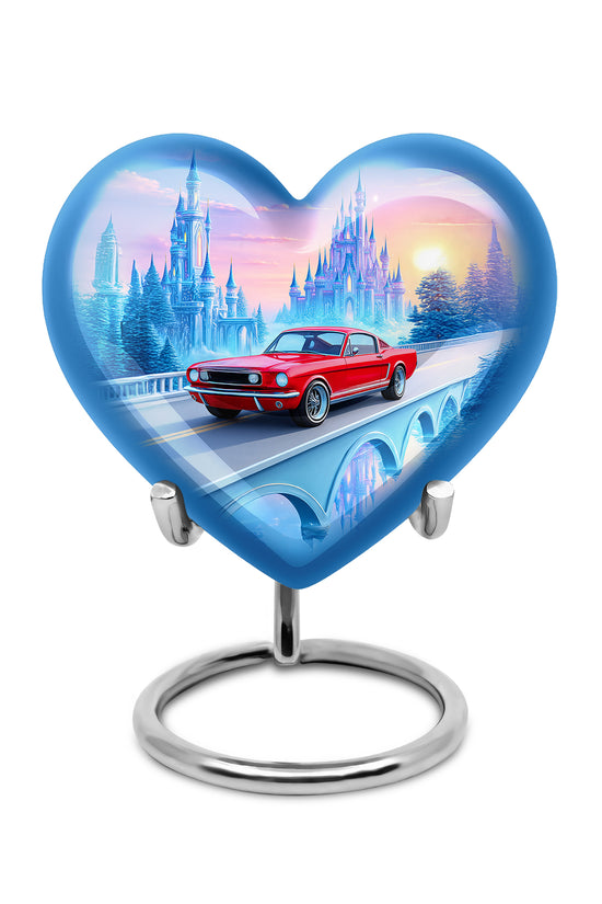 Personalized Car Cremation Urns - Pristine Blue 10-inch, 200 cu in - Karyliz