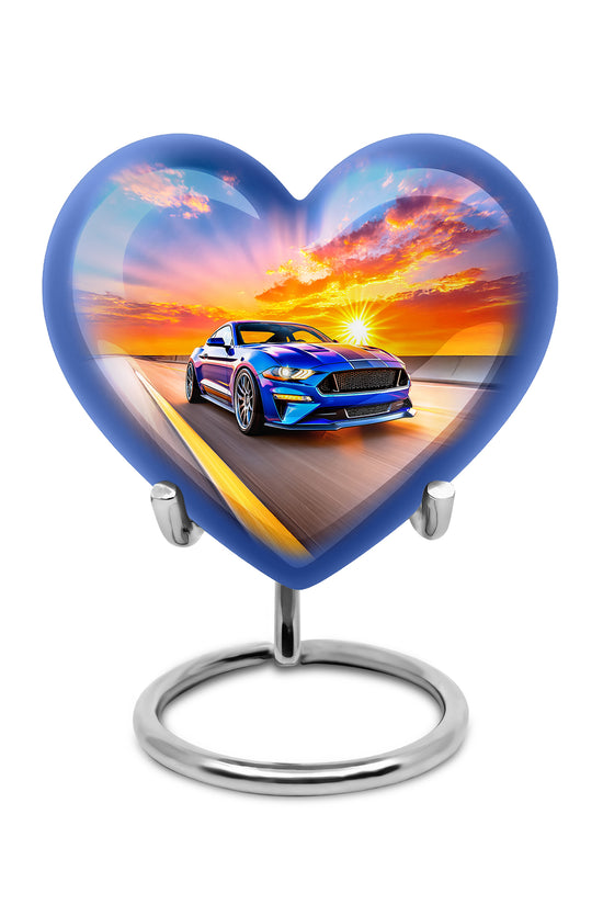 Personalized Elegant Car Cremation Urns - Blue 10-inch, 200 cu in - Karyliz