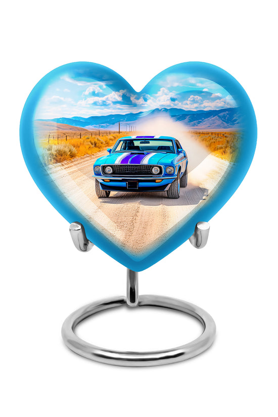 Blue Car Embrace Cremation Urns for Human Ashes - 10-inch, 200 cu in - Karyliz
