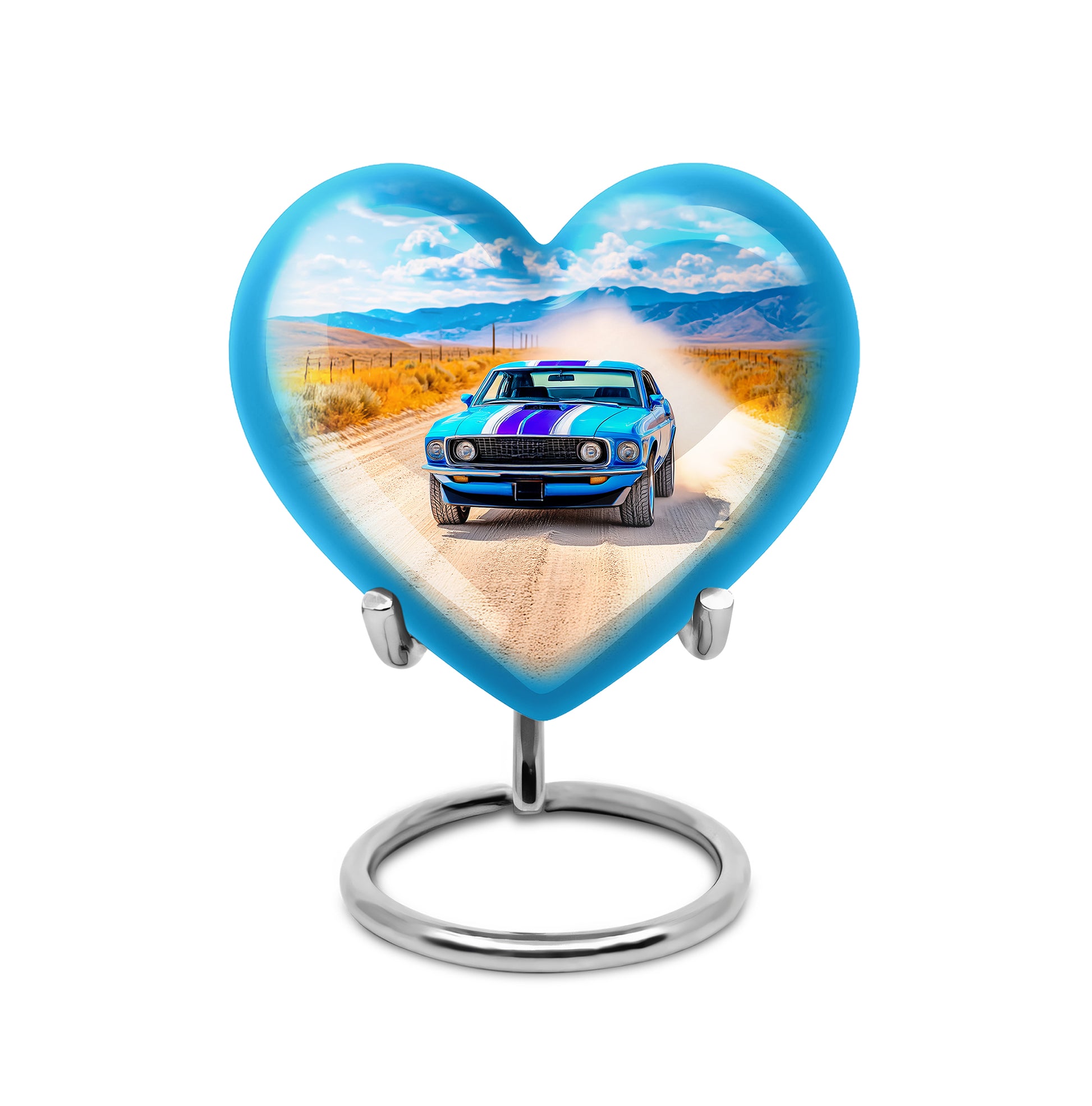 Blue Car Embrace Cremation Urns for Human Ashes - 10-inch, 200 cu in - Karyliz