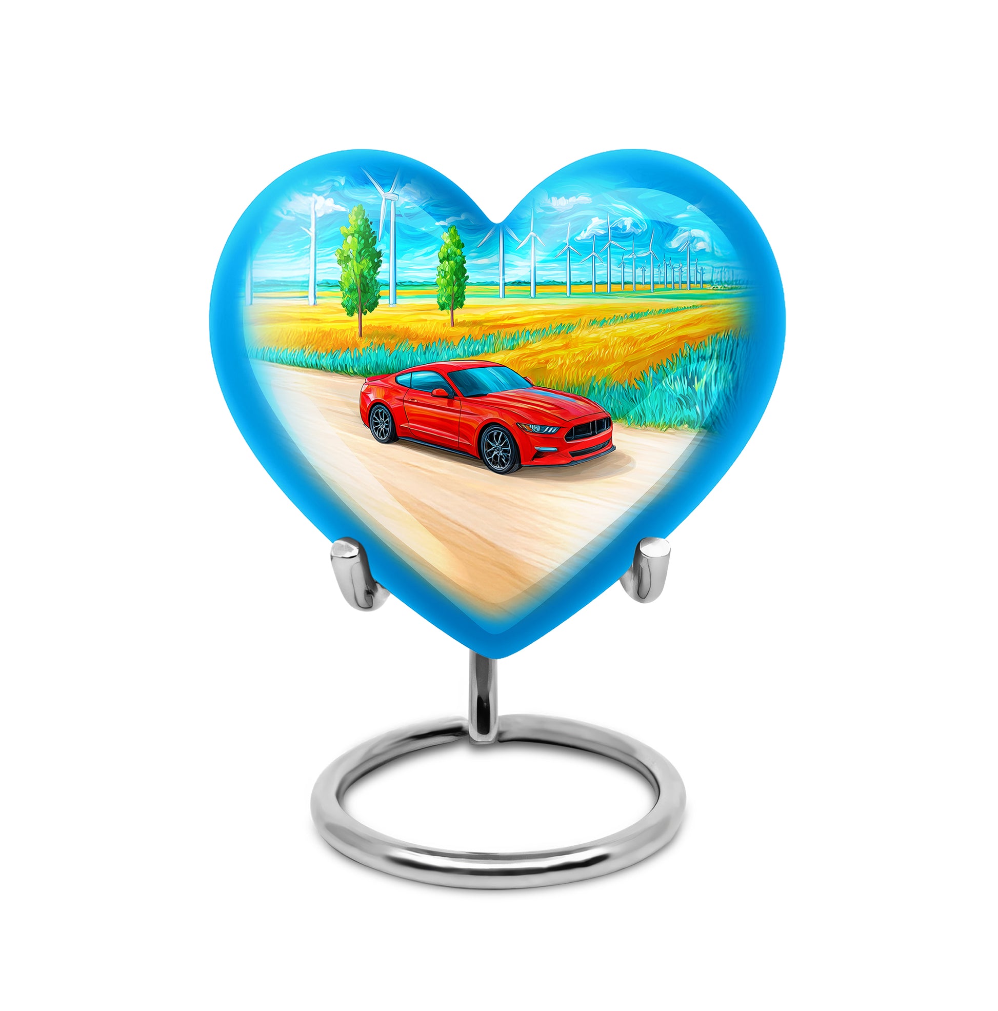Luminous Blue Car Heritage Urn for Human Ashes - 10-inch, 200 cu in - Karyliz