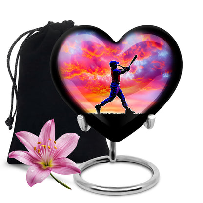 Sunset Baseball Player Urn - Cremation Urn For Human Ashes