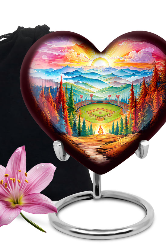 Mountain Baseball Field Urn - Artistic Cremation Urn For Loved Ones