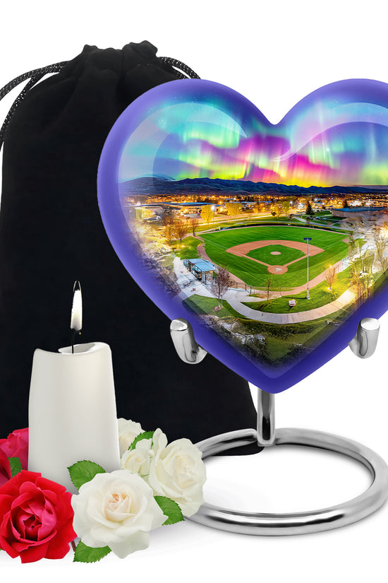 Baseball Field Memorial Urn - Northern Lights Urn For Adult