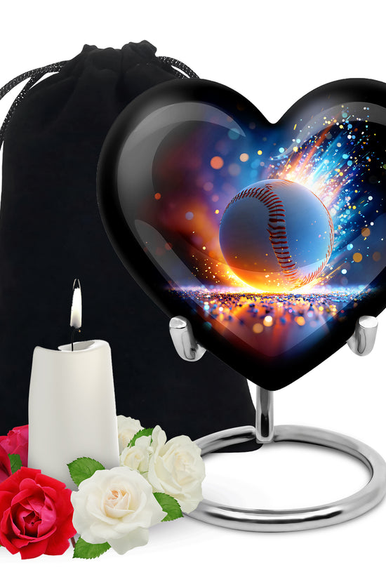 Baseball Fire Cremation Urn - Memorial Urn For Adult Ashes