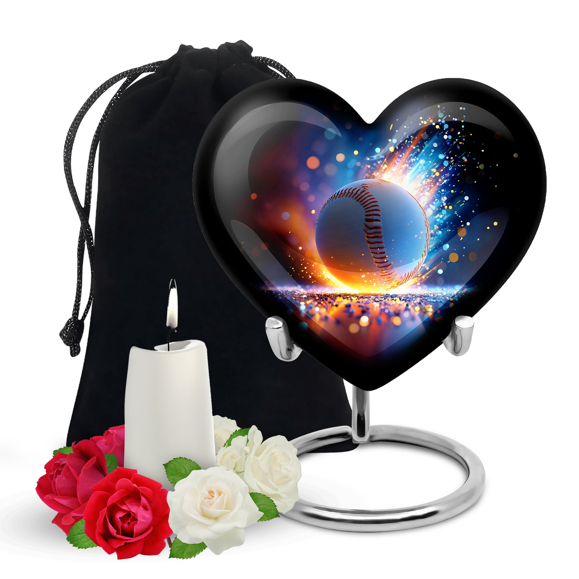 Baseball Fire Cremation Urn - Memorial Urn For Adult Ashes