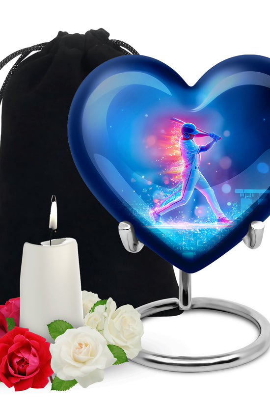 Neon Baseball Batter Cremation Urn - Memorial Urn For Loved Ones