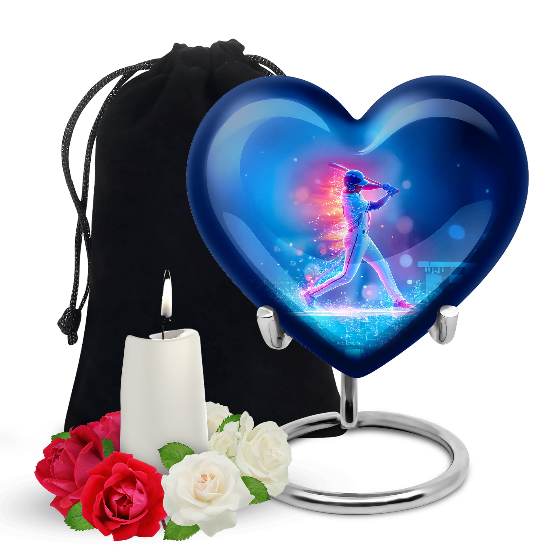 Neon Baseball Batter Cremation Urn - Memorial Urn For Loved Ones