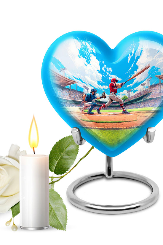 Blue Baseball Cremation Urns - Glorious Benediction 10-inch, 200 cu in - Yatskia