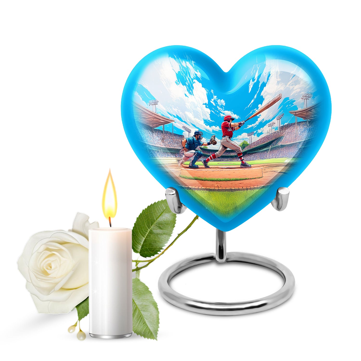 Blue Baseball Cremation Urns - Glorious Benediction 10-inch, 200 cu in - Yatskia
