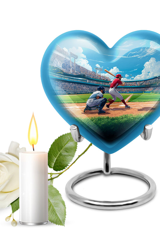 Radiant Baseball Memorial Cremation Urns - Blue 10-inch, 200 cu in - Yatskia