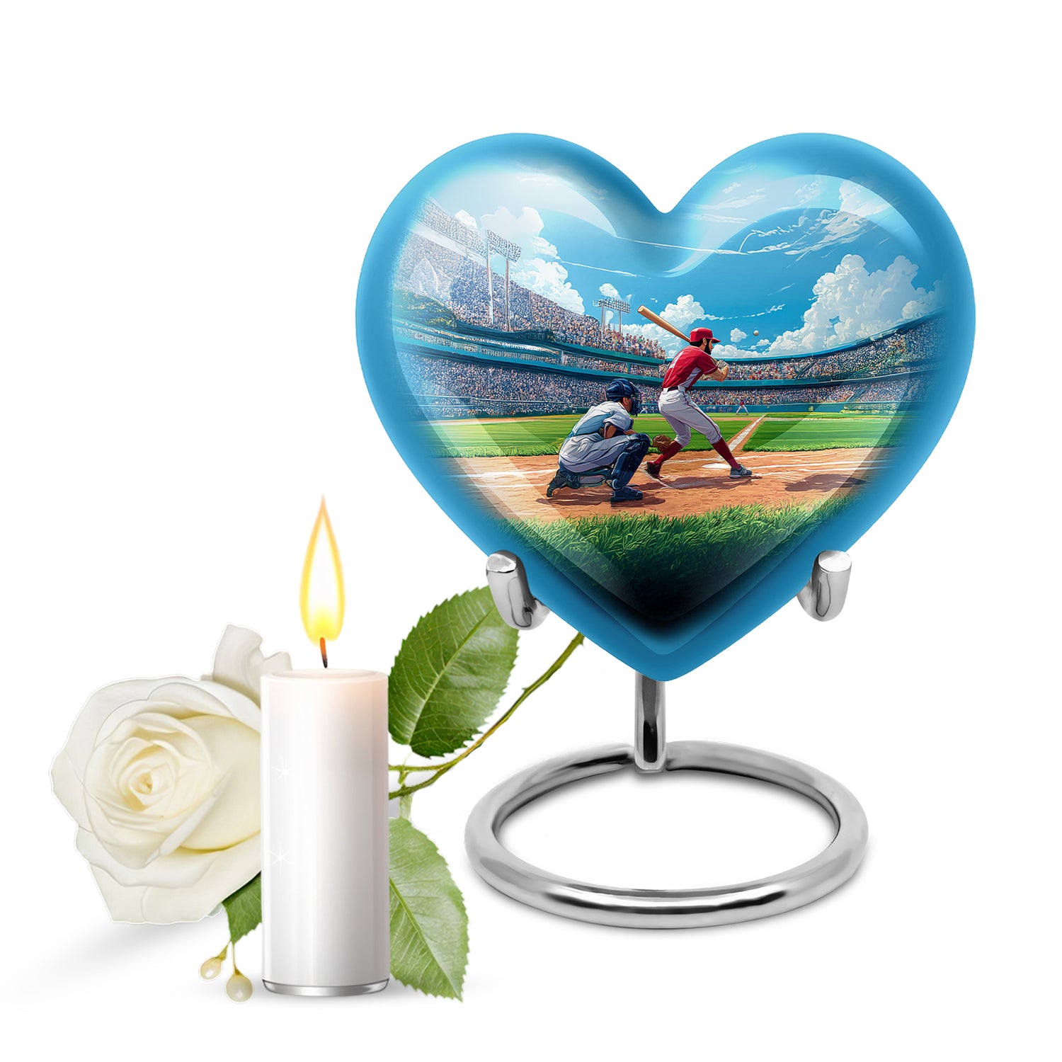 Radiant Baseball Memorial Cremation Urns - Blue 10-inch, 200 cu in - Yatskia
