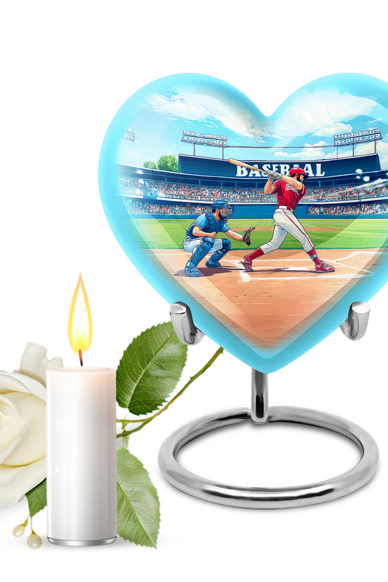 Illustrious Baseball Memorial Cremation Urns - Teal 10-inch, 200 cu in - Yatskia