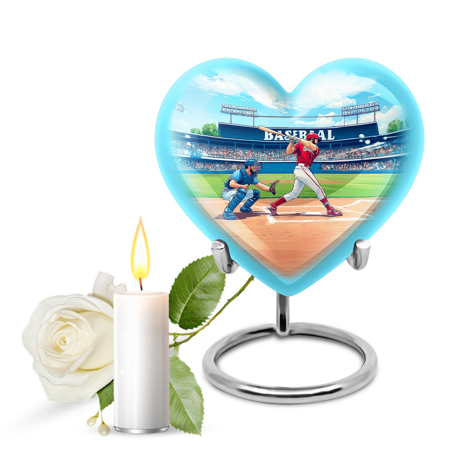 Illustrious Baseball Memorial Cremation Urns - Teal 10-inch, 200 cu in - Yatskia