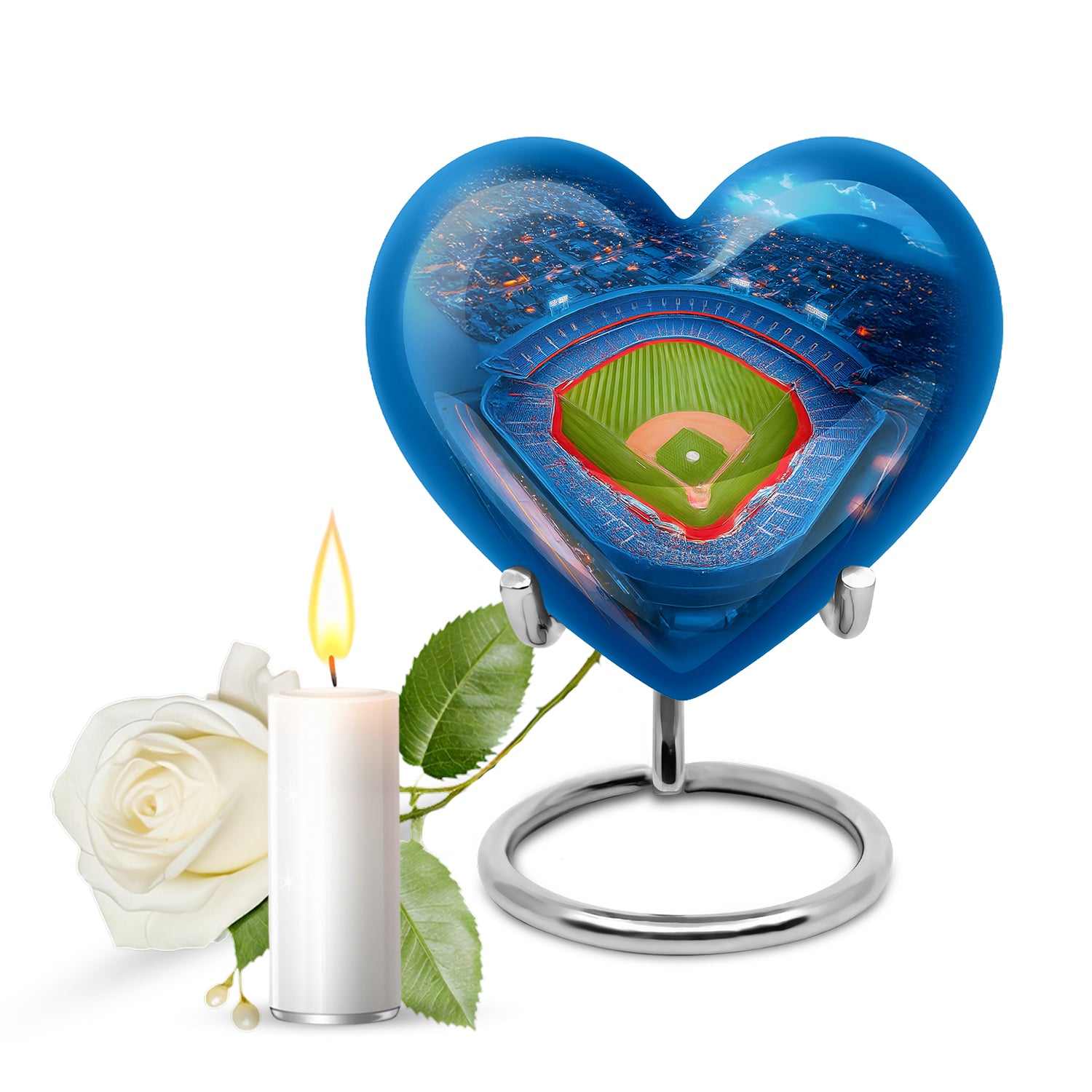Blue Breathtaking Baseball Memorial Urn for Ashes - 10-inch, 200 cu in - Yatskia