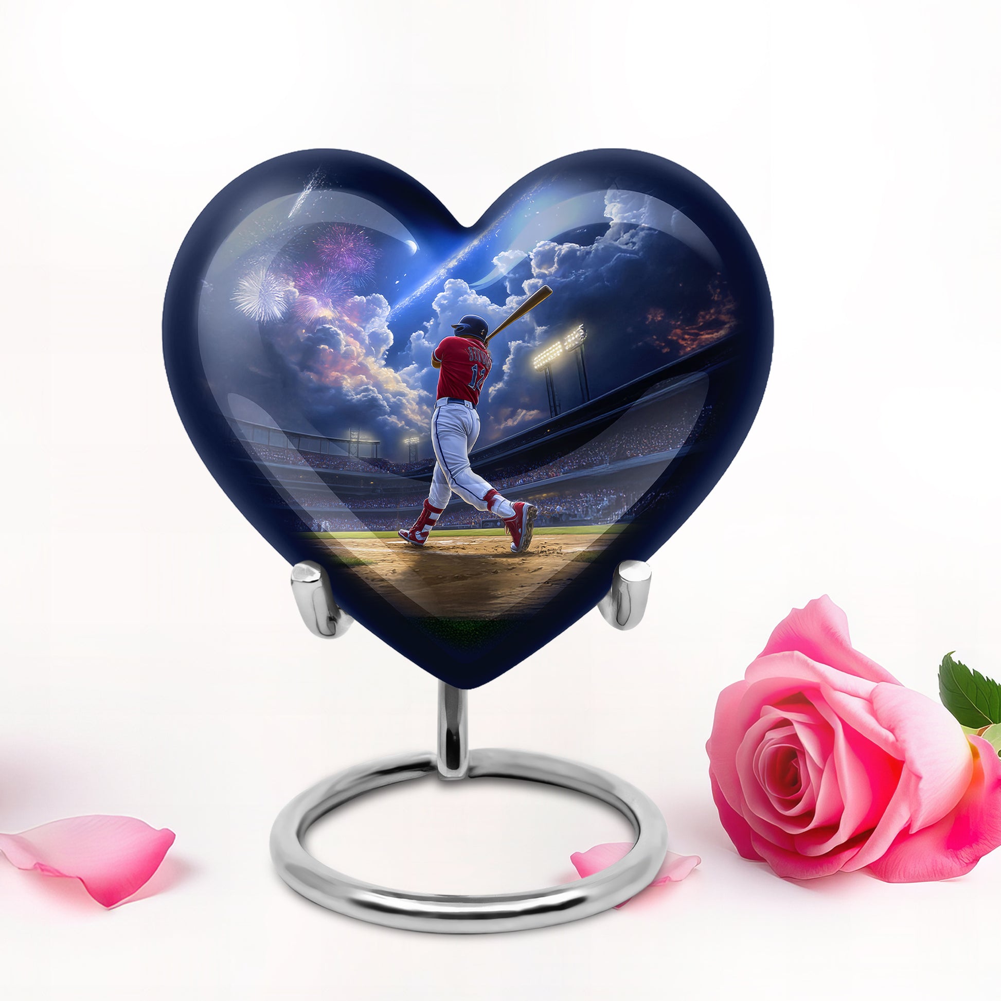 Blue Resounding Baseball Memorial Urn for Ashes - 10-inch, 200 cu in - Yatskia
