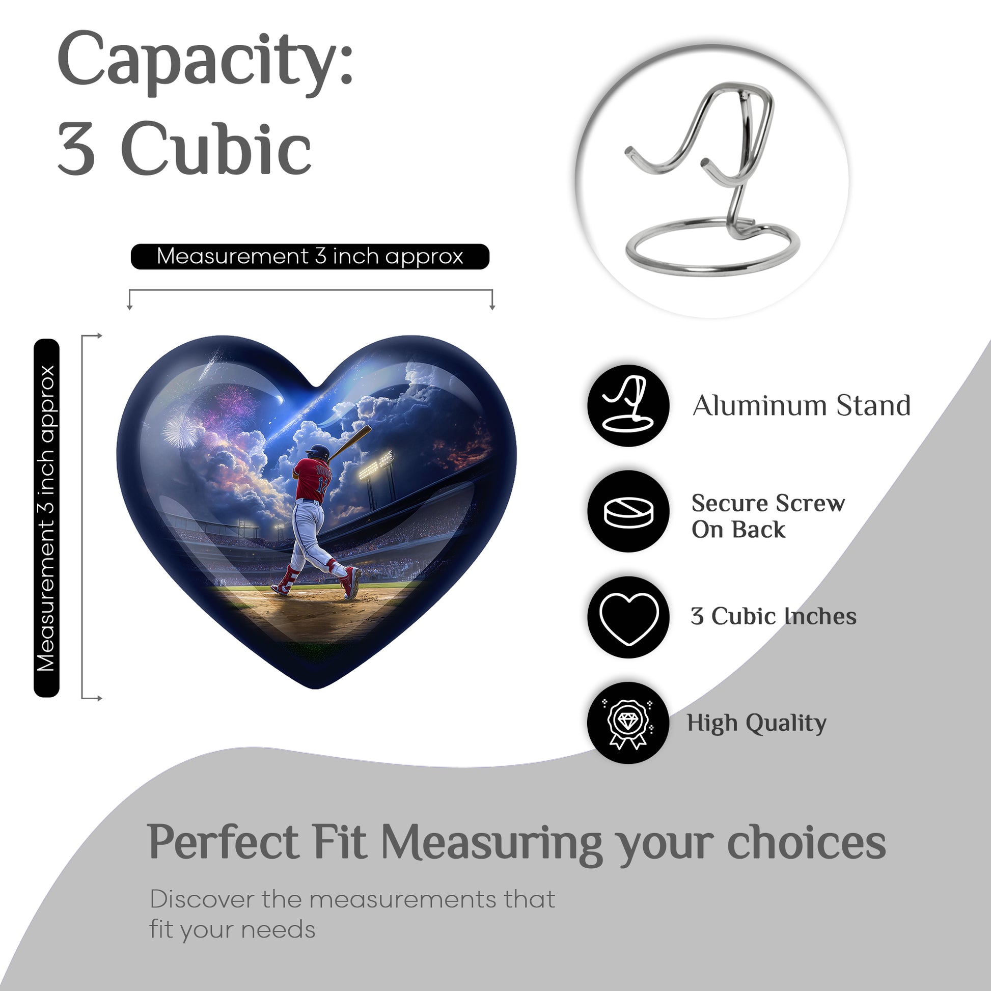 Vivid Blue Baseball Cremation Urn front view showing detailed design - compassionate heart-baseball combination with gentle curves - mini keepsake memorial for portion of cremation ashes