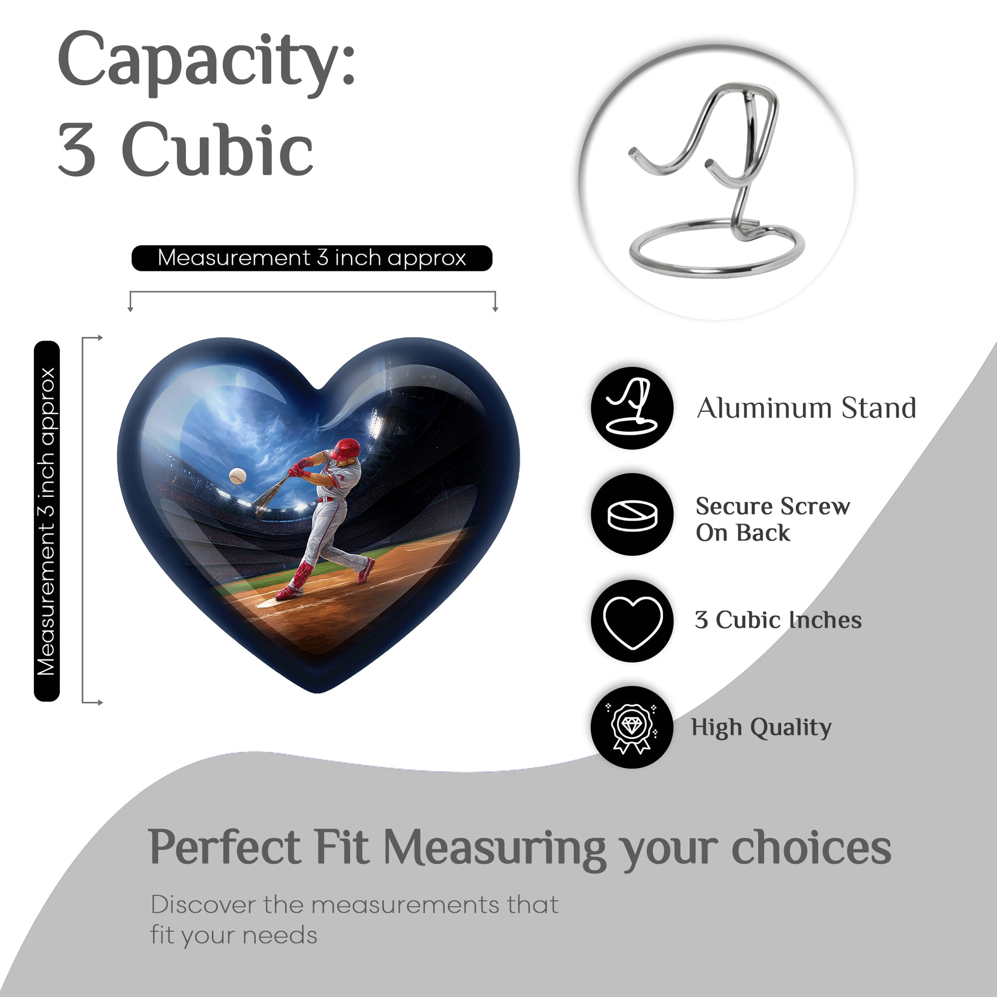 Slate Blue Baseball Cremation Urn front view showing detailed design - heart-shaped baseball design symbolizing eternal love - mini keepsake memorial for portion of cremation ashes