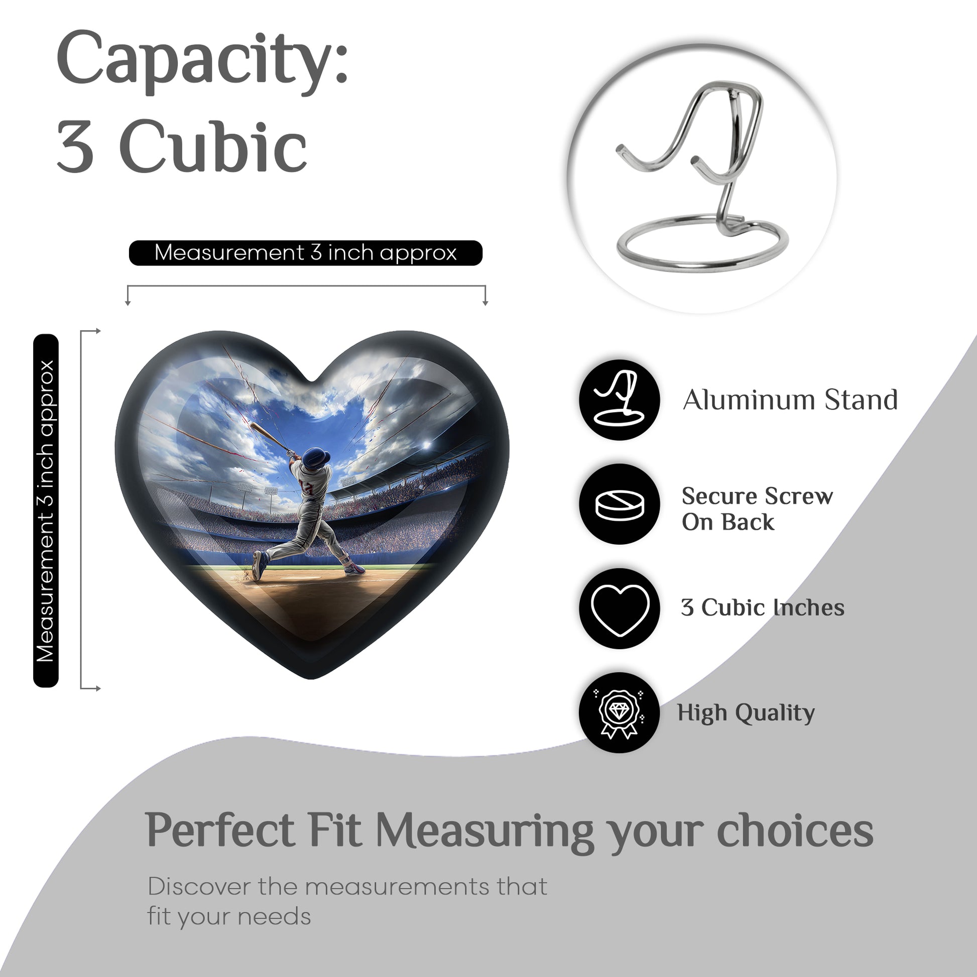 Celestial Blue Baseball Cremation Urn front view showing detailed design - loving heart memorial featuring baseball pattern - mini keepsake memorial for portion of cremation ashes