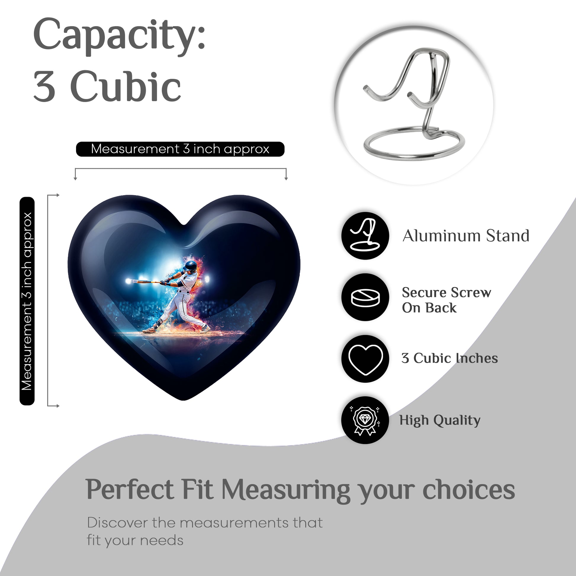 Calming Blue Baseball Cremation Urn front view showing detailed design - compassionate heart-baseball combination with gentle curves - mini keepsake memorial for portion of cremation ashes