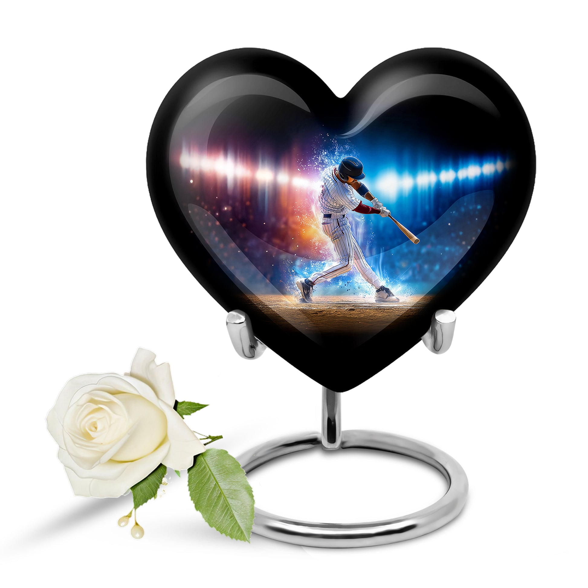 Personalized Refined Baseball Cremation Urns - Black 10-inch, 200 cu in - Yatskia