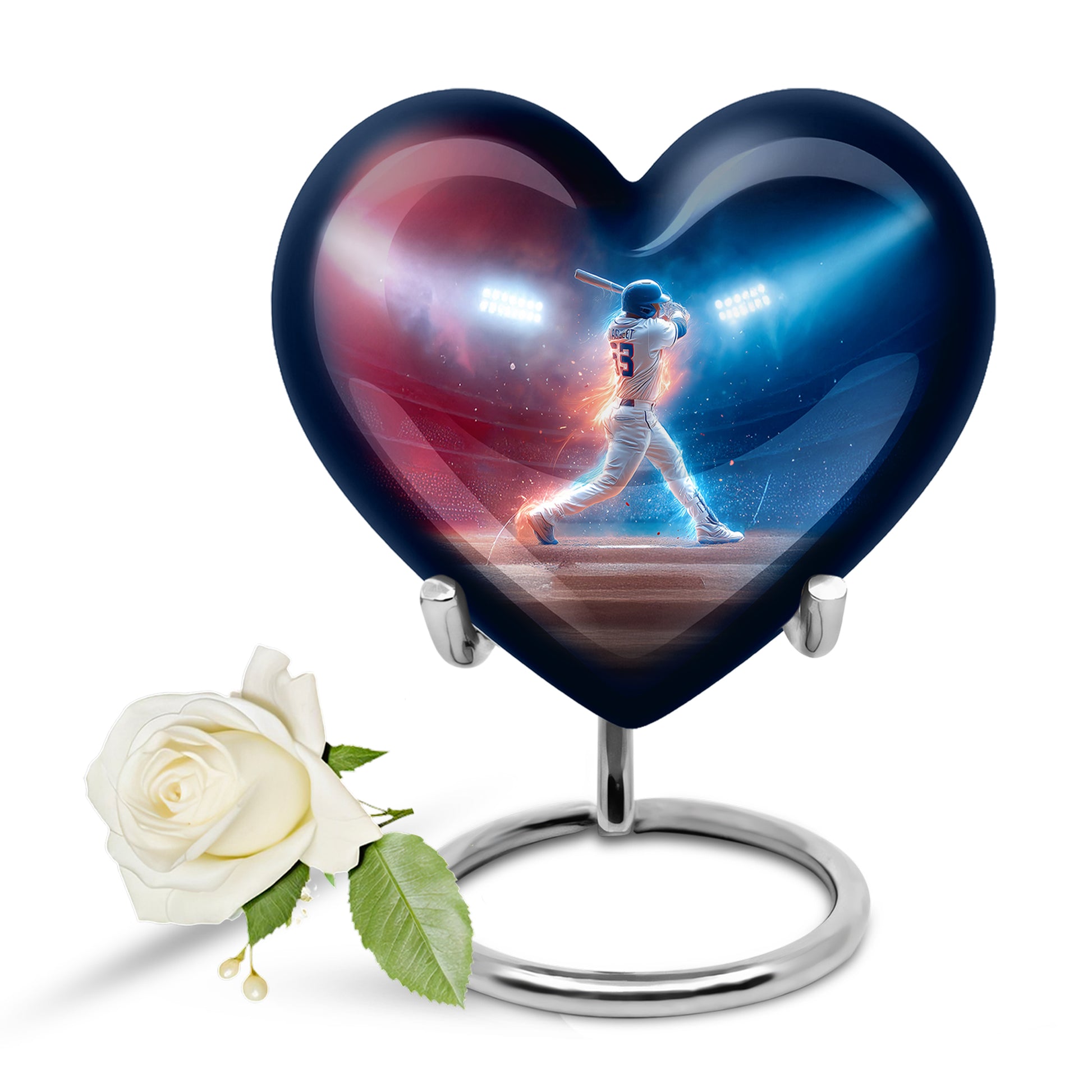 Blue Comforting Baseball Memorial Urn for Ashes - 10-inch, 200 cu in - Yatskia