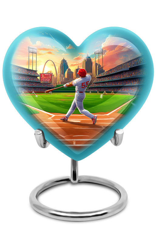 Blue Treasured Baseball Cremation Urns for Human Ashes - 10-inch, 200 cu in - Yatskia