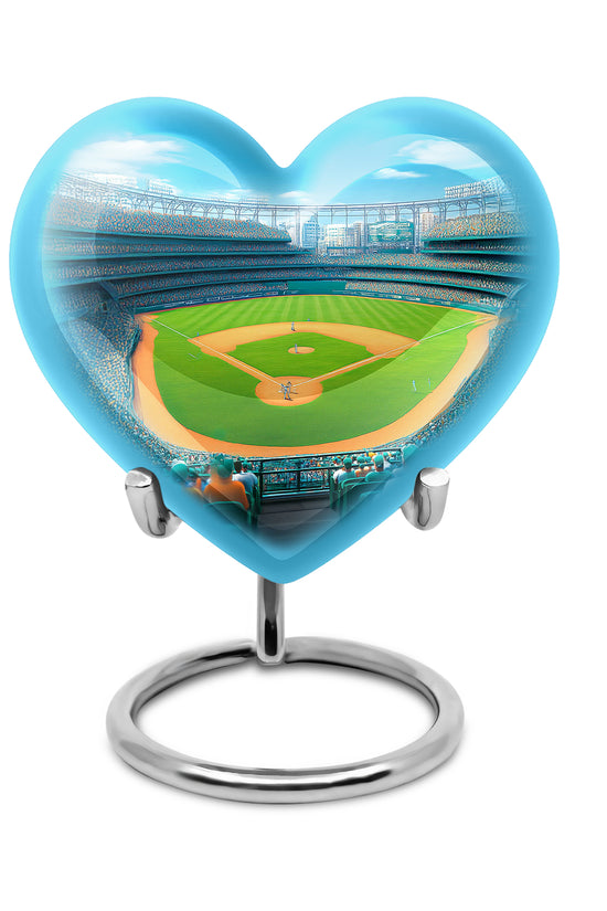 Lustrous Baseball Cremation Urns for Human Ashes - Blue 10-inch - Yatskia