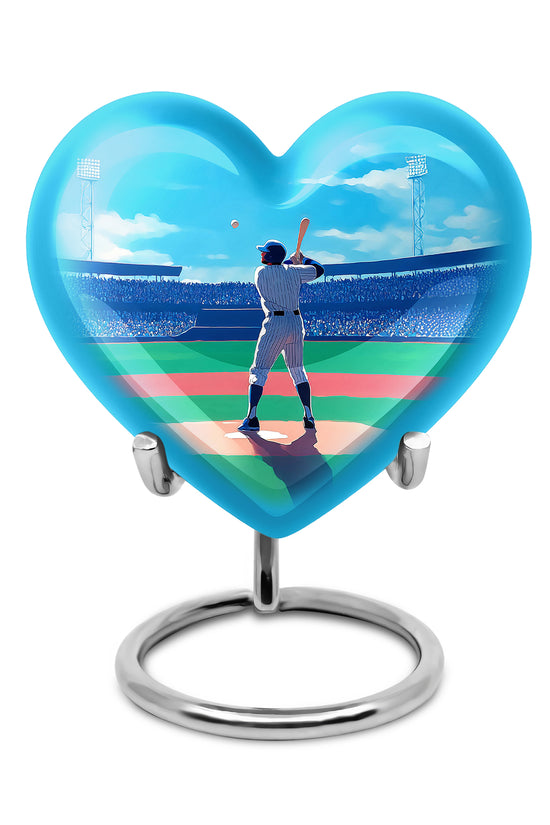 Blue Baseball Haven Cremation Urns for Human Ashes - 10-inch, 200 cu in - Yatskia