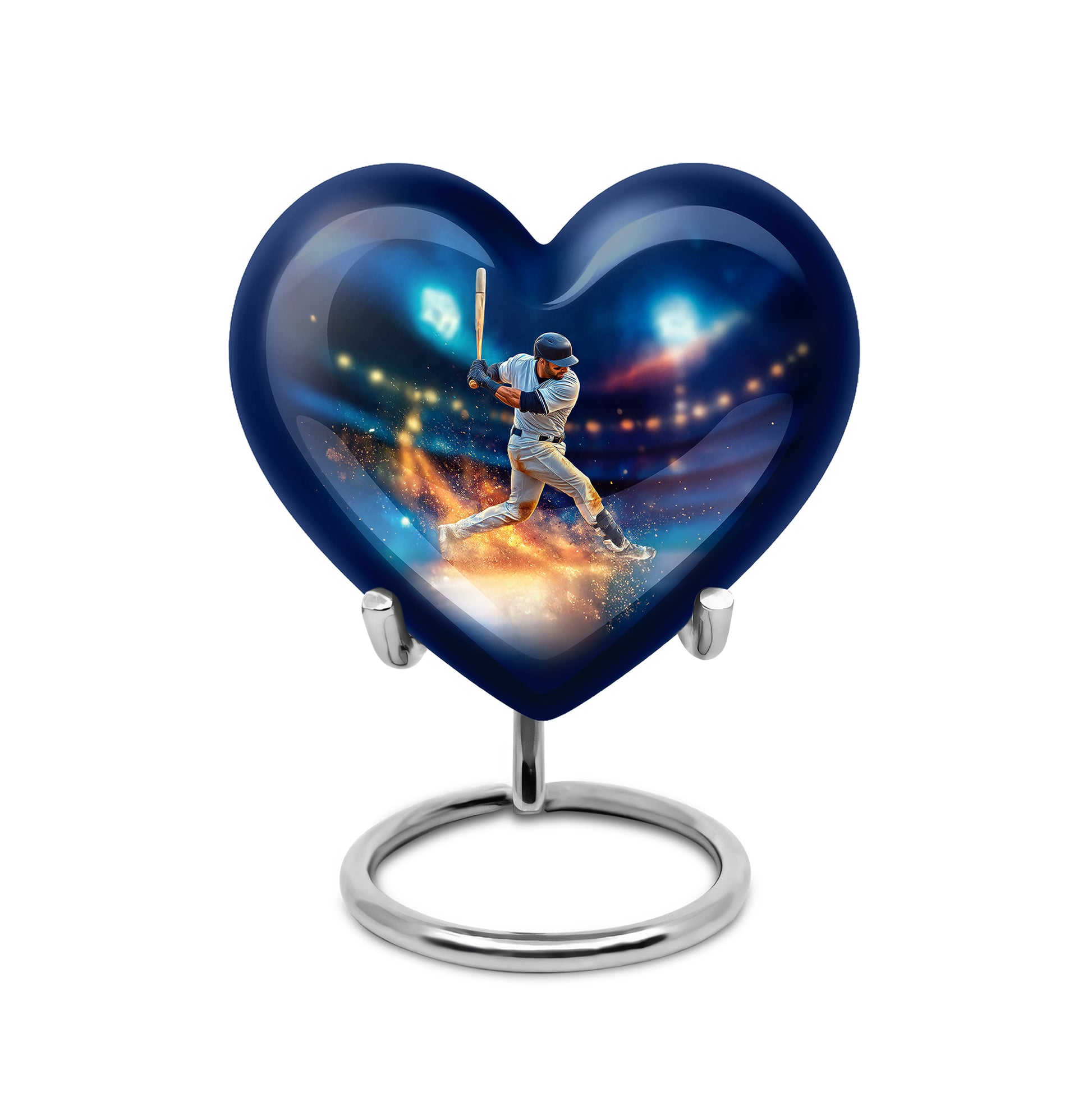 Stunning Blue Baseball Solace Urn for Human Ashes - 10-inch, 200 cu in - Yatskia