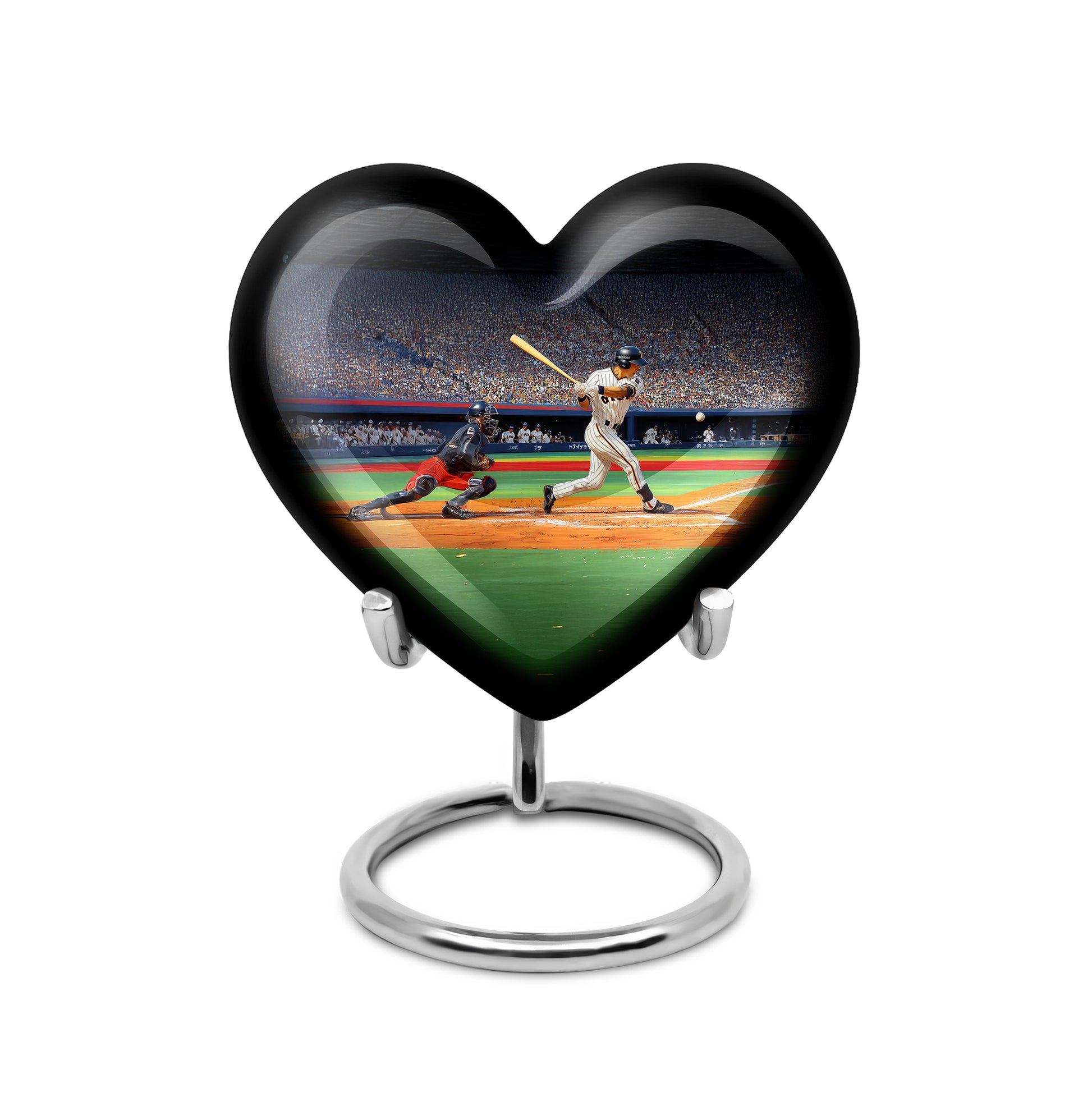 Lustrous Baseball Cremation Urns for Human Ashes - Black 10-inch - Yatskia