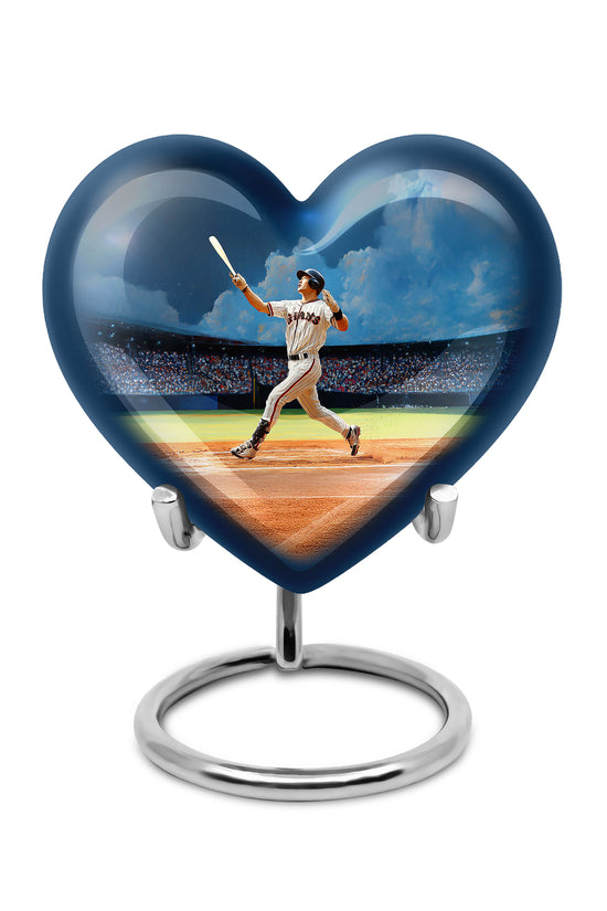 Blue Baseball Blessing Cremation Urns for Human Ashes - 10-inch, 200 cu in - Yatskia
