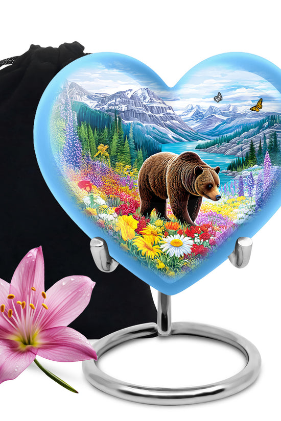 Mountain Bear Memorial Urn - Nature Cremation Urn For Adult