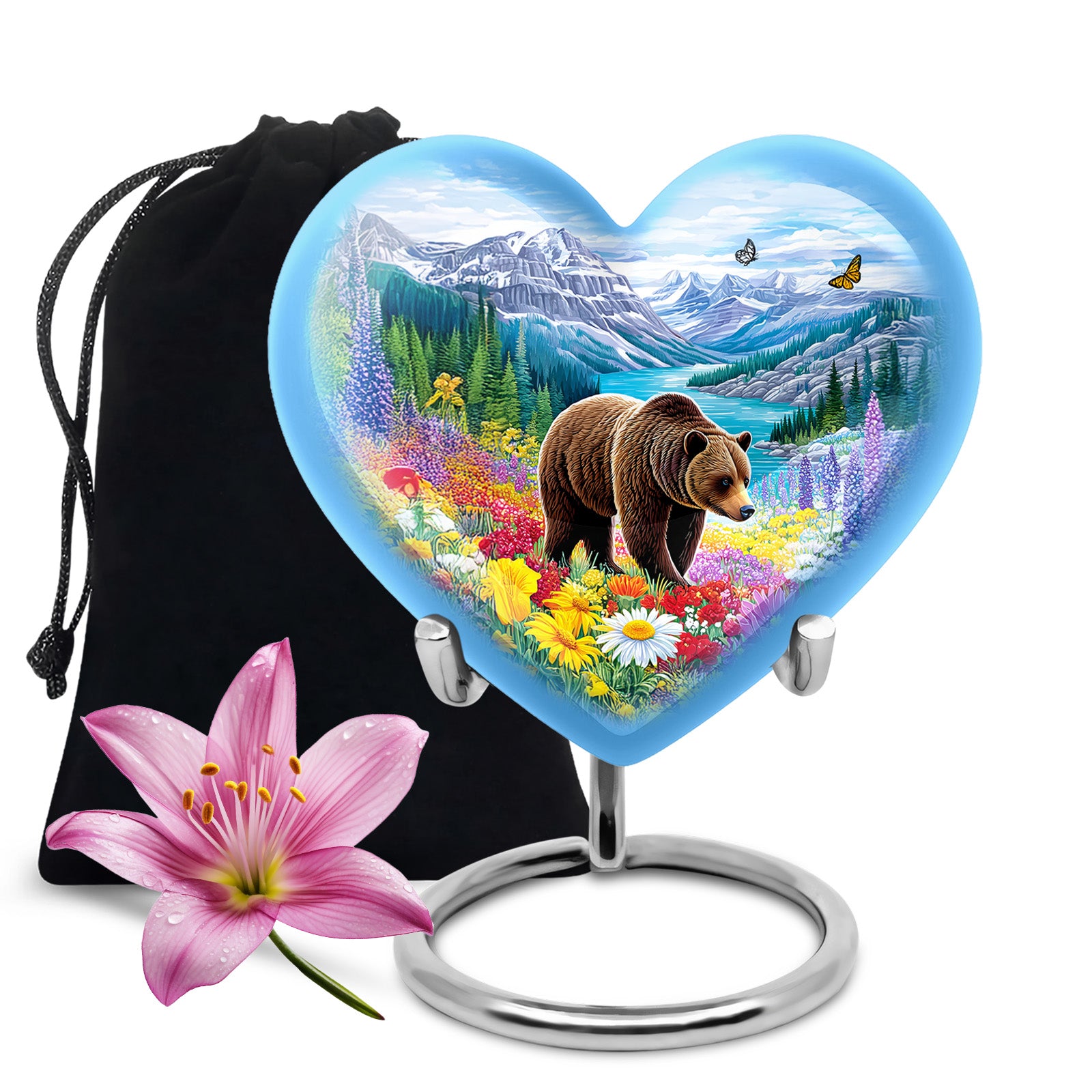 Mountain Bear Memorial Urn - Nature Cremation Urn For Adult