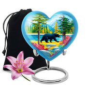 Artistic Black Bear Ashes Urn - Lakeside Memorial Urn For Human Ashes