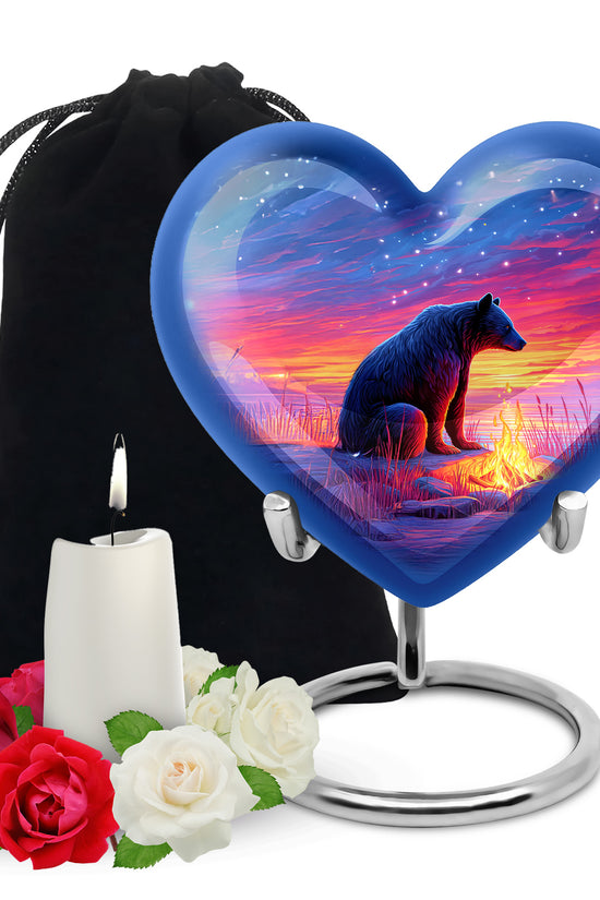 Brown Bear Memorial Urn - Mountain Cremation Urn For Male & Female